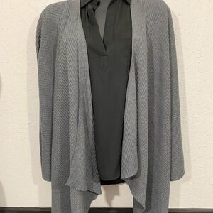 Eileen Fisher Gray Ribbed Waterfall Cardigan